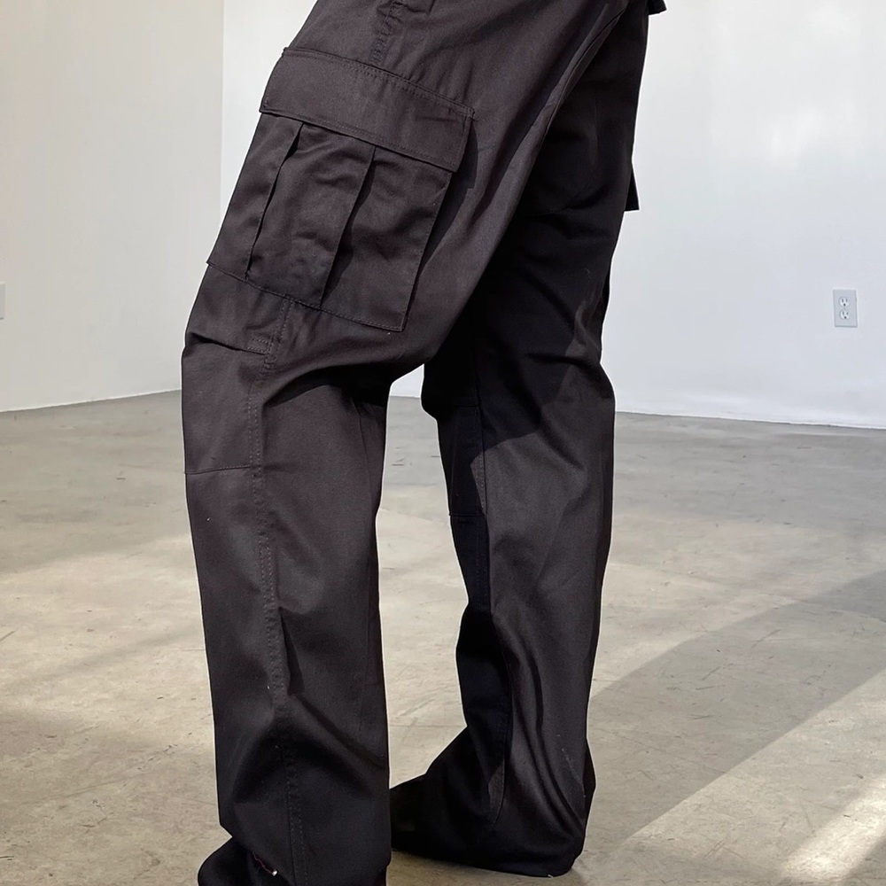 Local European Black Cargo Pants Relaxed Fit